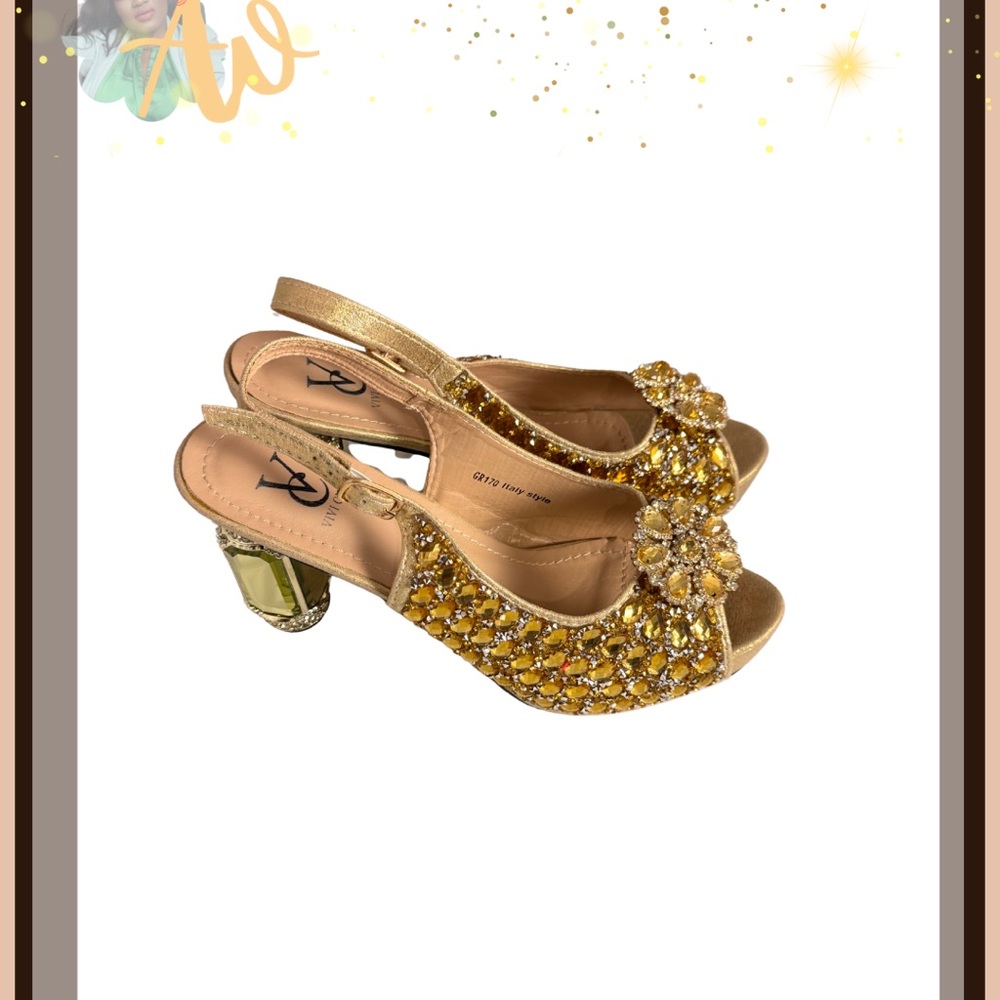 Elegant Gold Heels with Intricate Design